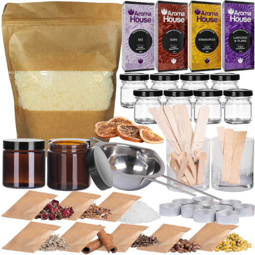 ZESTAW DO ROBIENIA ŚWIEC SOJOWYCH - Lawenda, Herbata, Róża, Pomarańcza