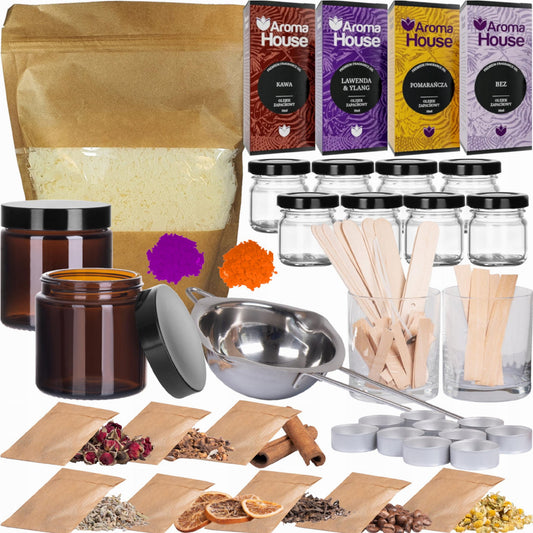 ZESTAW DO ROBIENIA ŚWIEC SOJOWYCH - Pomarańcza, Frezja, Drzewo Różane, Białe Kwiaty