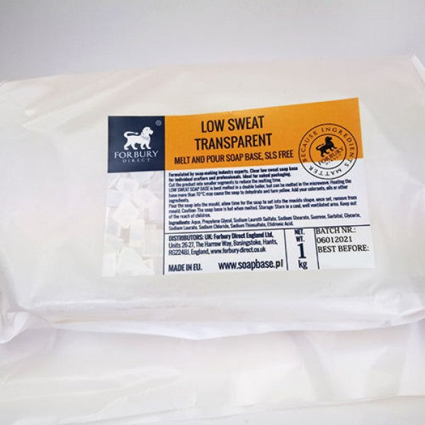 Baza mydlana glicerynowa transparentna Forbury LST bez SLS (bez efektu potu), 12kg